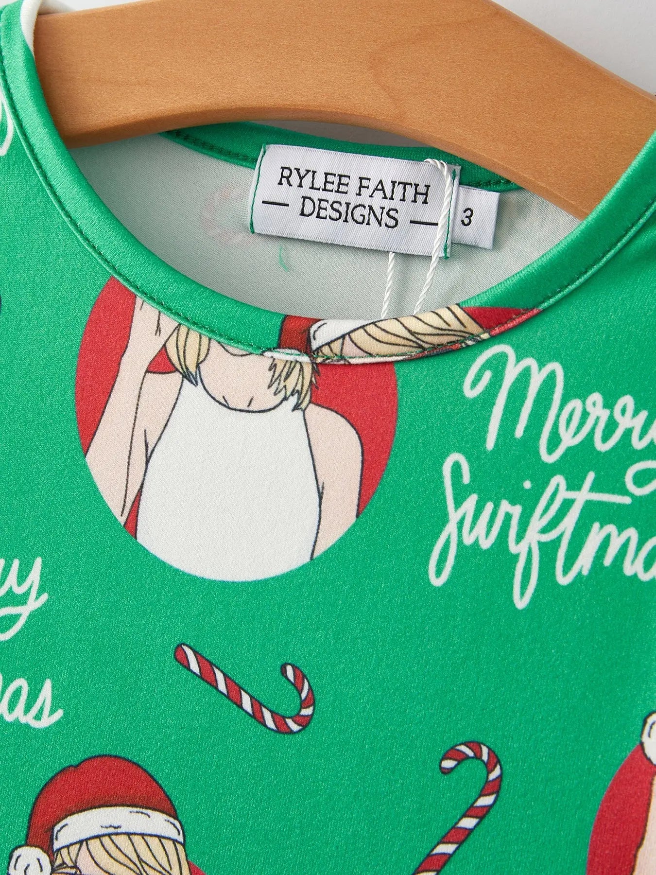 Rylee Faith Designs Green Christmas Print Milk Silk Party Dress For Girls - Apparel & Accessories > Clothing > Dresses Dress