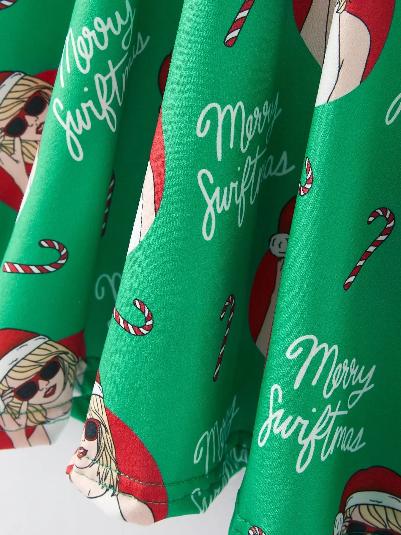 Rylee Faith Designs Green Christmas Print Milk Silk Party Dress For Girls - Apparel & Accessories > Clothing > Dresses Dress