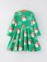 Rylee Faith Designs Green Christmas Print Milk Silk Party Dress For Girls - Apparel & Accessories > Clothing > Dresses Dress
