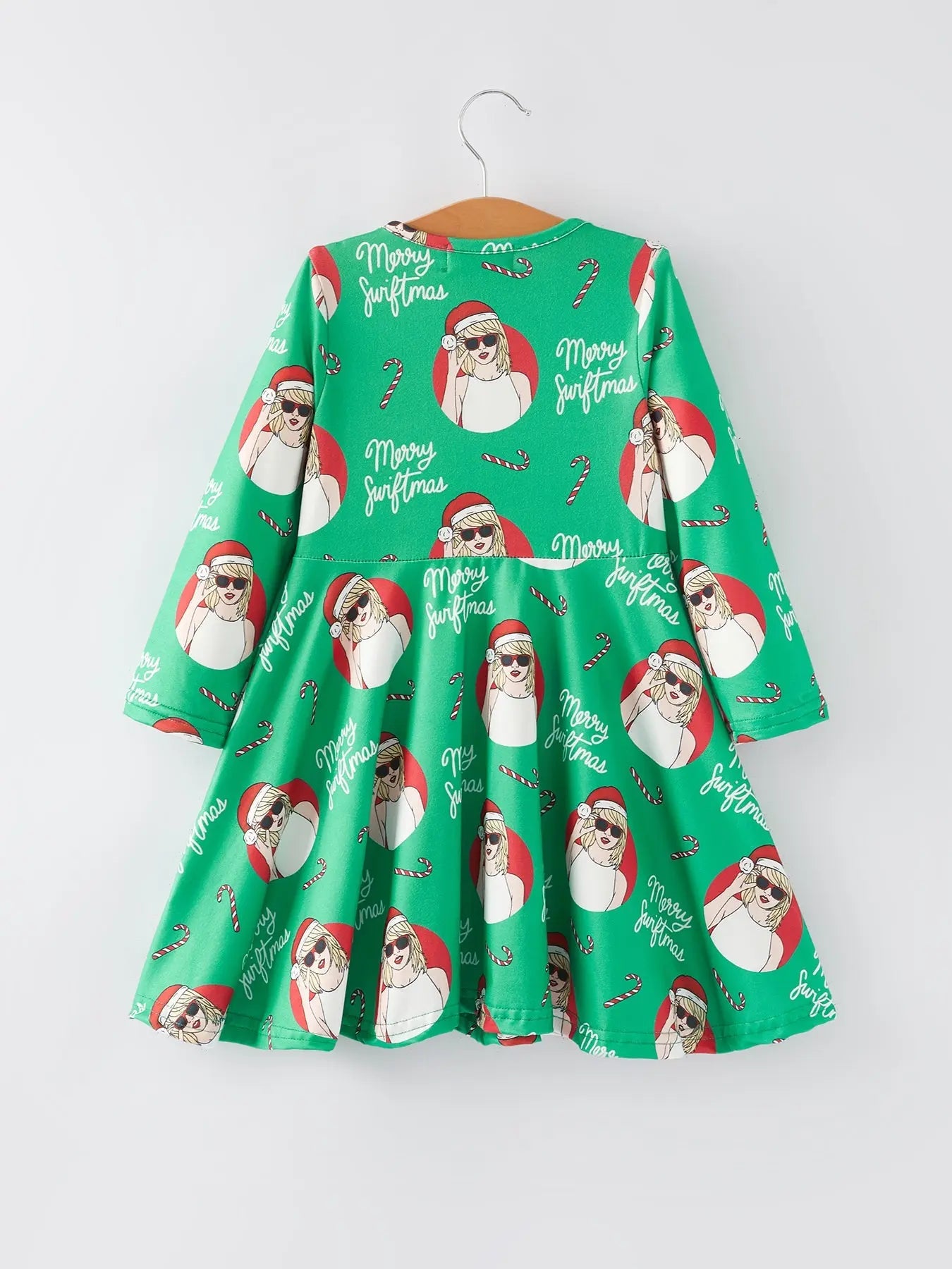 Rylee Faith Designs Green Christmas Print Milk Silk Party Dress For Girls - Apparel & Accessories > Clothing > Dresses Dress