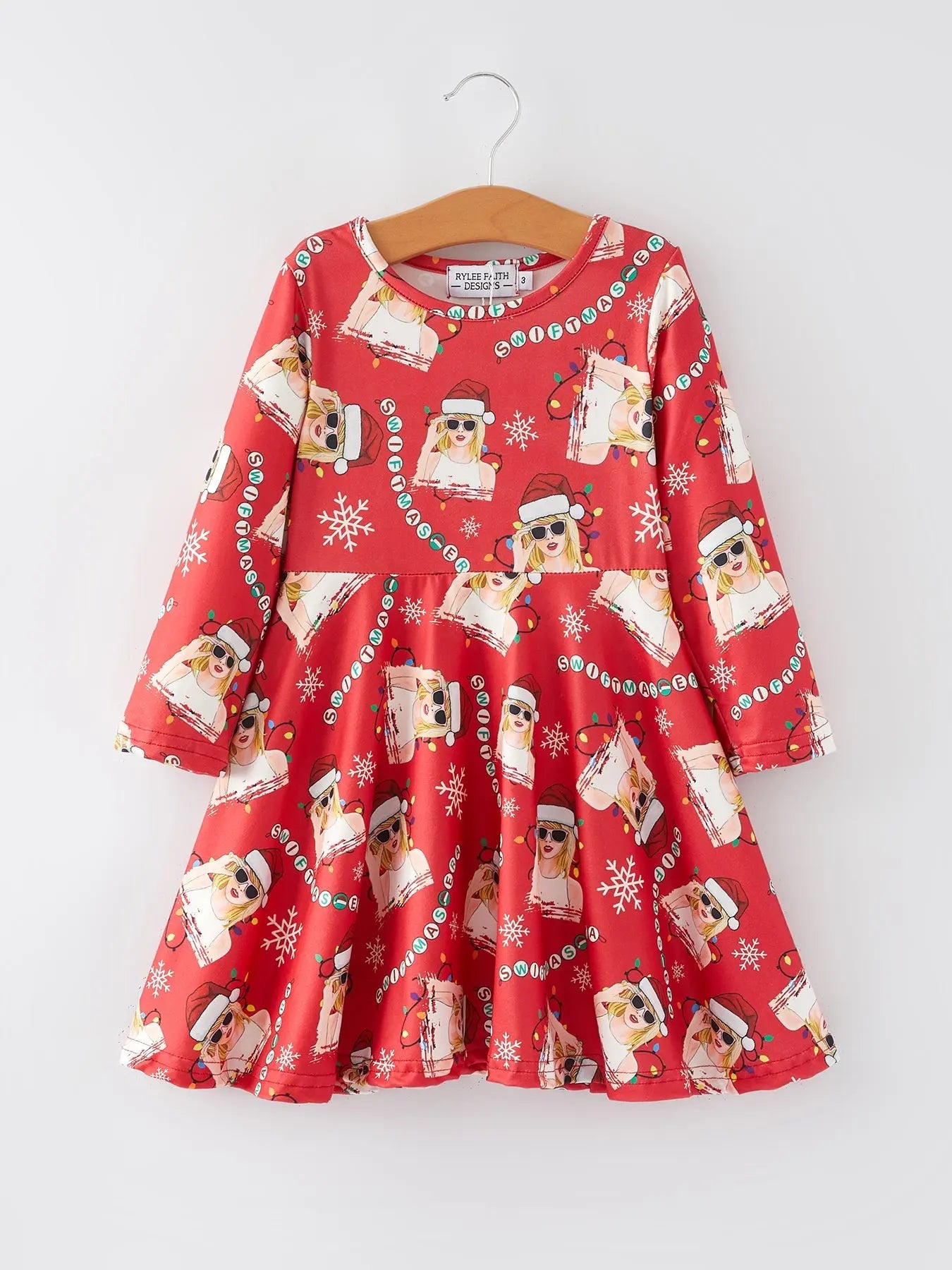 Rylee Faith Designs TS Christmas Print Red Girls Milk Silk Dress Holiday Cheer - Apparel & Accessories > Clothing > Dresses Dress