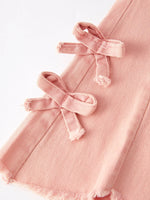 Rylee Faith Designs Girls Light Pink Bow Flared Elastic Denim Pants - Apparel & Accessories > Clothing > Baby & Toddler Clothing > Baby & Toddler Bottoms Jeans