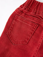 Rylee Faith Designs Girls Red Bow Flared Elastic Denim Pants - Apparel & Accessories > Clothing > Baby & Toddler Clothing > Baby & Toddler Bottoms Jeans