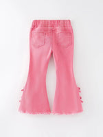 Rylee Faith Designs Girls Pink Bow Flared Elastic Denim Pants - Apparel & Accessories > Clothing > Baby & Toddler Clothing > Baby & Toddler Bottoms Jeans