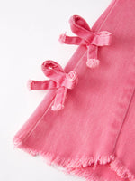 Rylee Faith Designs Girls Pink Bow Flared Elastic Denim Pants - Apparel & Accessories > Clothing > Baby & Toddler Clothing > Baby & Toddler Bottoms Jeans