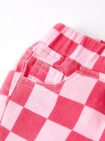 Rylee Faith Designs Girls Pink Plaid Print Elastic Flared Pants Jeans - Apparel & Accessories > Clothing > Baby & Toddler Clothing > Baby & Toddler Bottoms Jeans