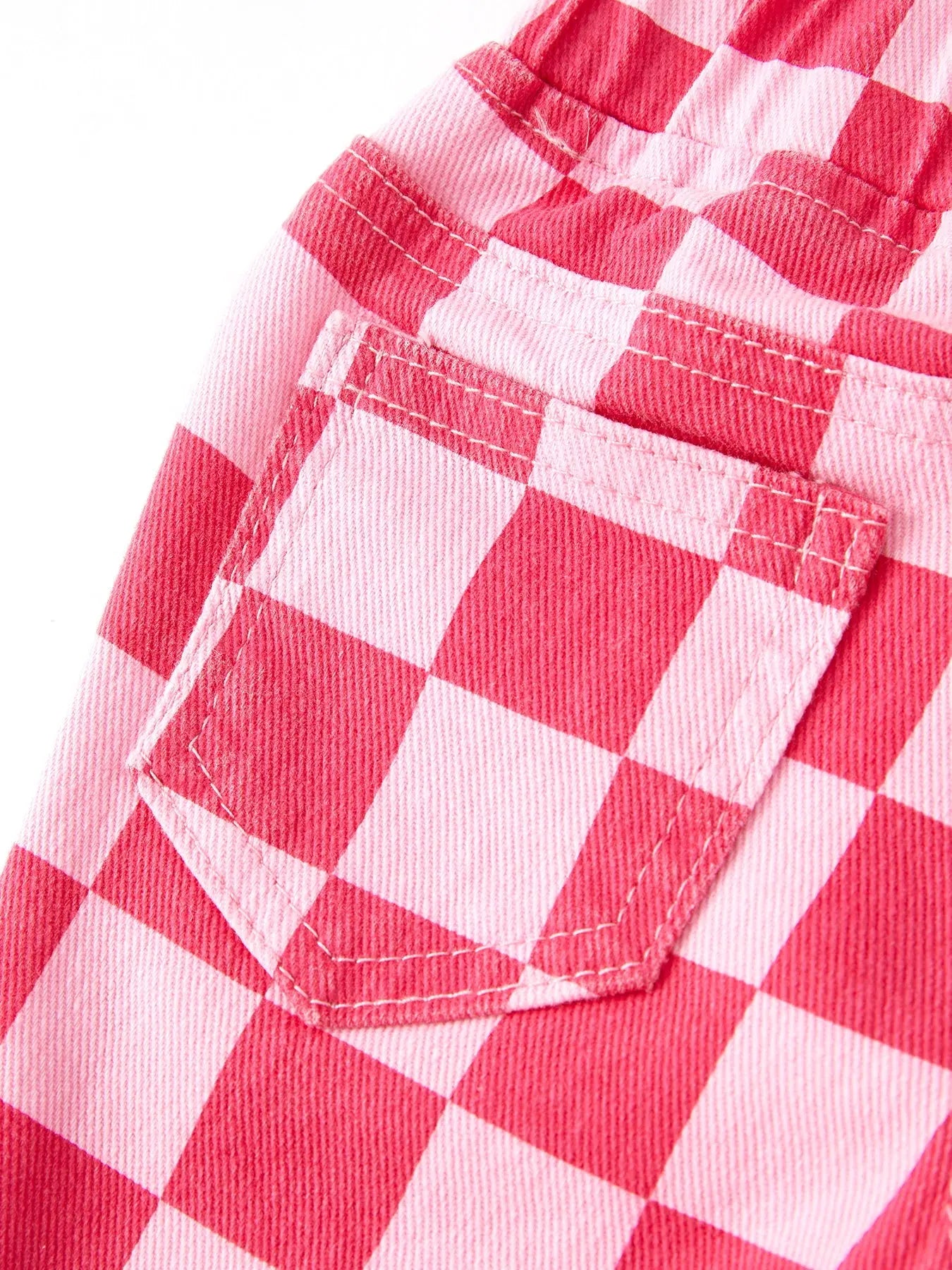 Rylee Faith Designs Girls Pink Plaid Print Elastic Flared Pants Jeans - Apparel & Accessories > Clothing > Baby & Toddler Clothing > Baby & Toddler Bottoms Jeans