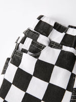Rylee Faith Designs Girls Black and White Check Print Elastic Flared Jeans - Apparel & Accessories > Clothing > Baby & Toddler Clothing > Baby & Toddler Bottoms > Jeans Jeans