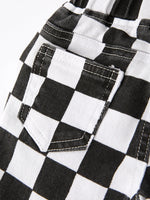 Rylee Faith Designs Girls Black and White Check Print Elastic Flared Jeans - Apparel & Accessories > Clothing > Baby & Toddler Clothing > Baby & Toddler Bottoms > Jeans Jeans