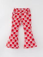 Rylee Faith Designs Girls Red Bow Print Plaid Flared Jeans - Apparel & Accessories > Clothing > Baby & Toddler Clothing > Baby & Toddler Bottoms > Jeans Jeans