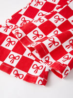 Rylee Faith Designs Girls Red Bow Print Plaid Flared Jeans - Apparel & Accessories > Clothing > Baby & Toddler Clothing > Baby & Toddler Bottoms > Jeans Jeans