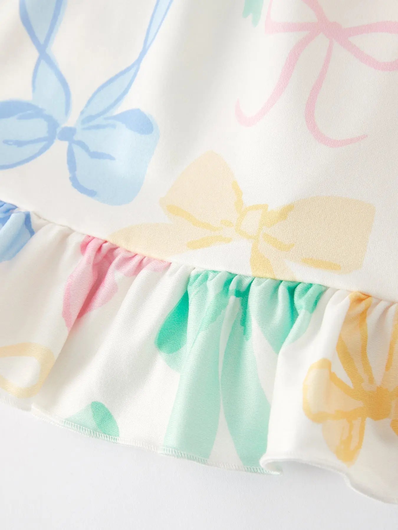 Easter Colorful Bow Print Puff Sleeve Girls Dress Rylee Faith Designs