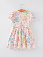 Rylee Faith Designs Colorful Bow Print Ruffles Girls Dress for Celebrations - Apparel & Accessories > Clothing > Dresses Dress