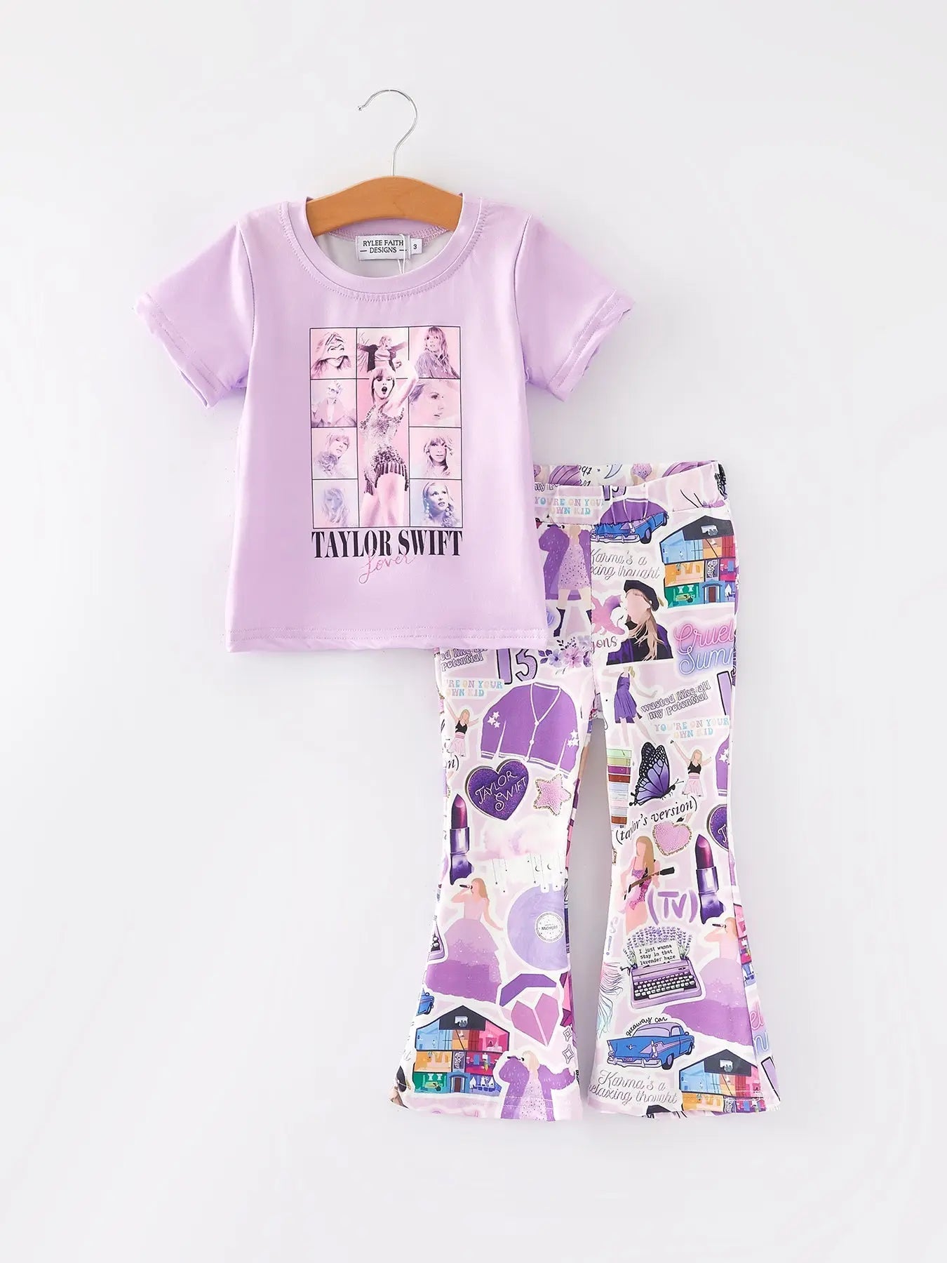Rylee Faith Designs Spring And Summer TS Print Short Sleeve Pants Set - Apparel & Accessories > Clothing > Outfit Sets Outfit