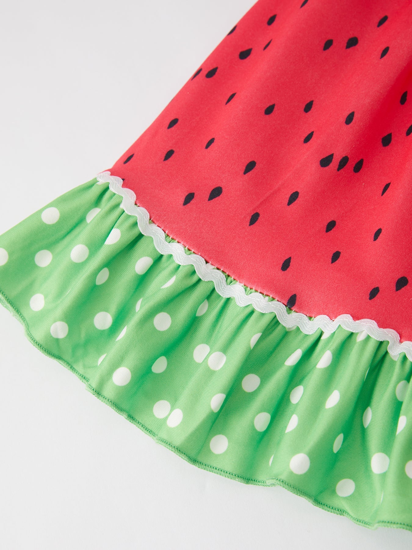 Rylee Faith Designs girls watermelon suspender dress.