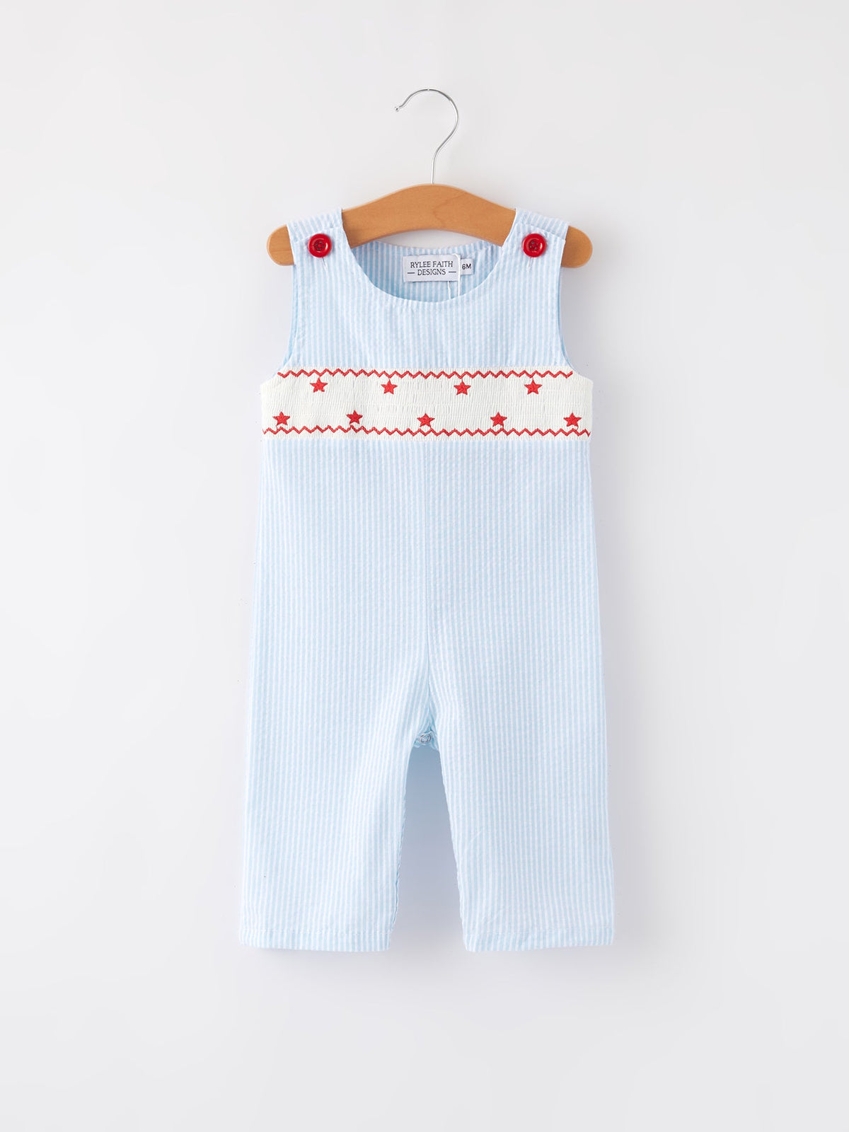4th of july Star Embroidery Smock Boys Romper by Rylee Faith Designs at Everetts Place
