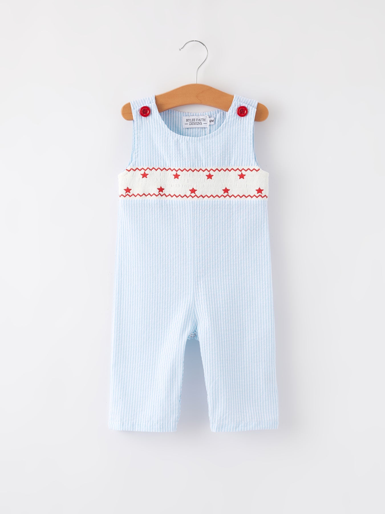 4th of july Star Embroidery Smock Boys Romper by Rylee Faith Designs at Everetts Place