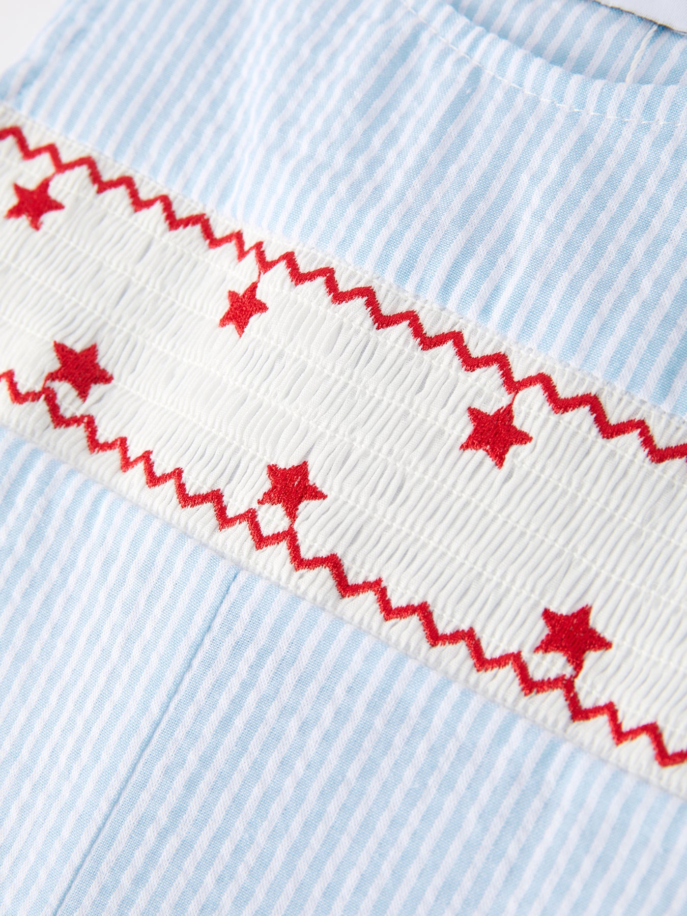 4th of july Star Embroidery Smock Boys Romper by Rylee Faith Designs at Everetts Place