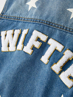 Rylee Faith Designs Swiftie Girls Denim Vest with Embroidered Patch - Apparel & Accessories > Clothing > Outerwear > Vests Top