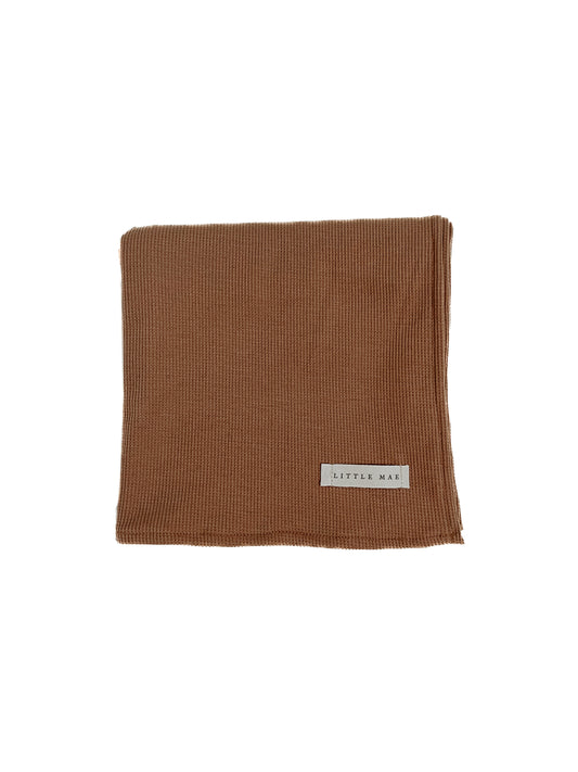 Caramel Waffle Knit Baby Blanket Cozy Fall Snuggle Time Little Mae & Co Everetts Place: Online Boutique