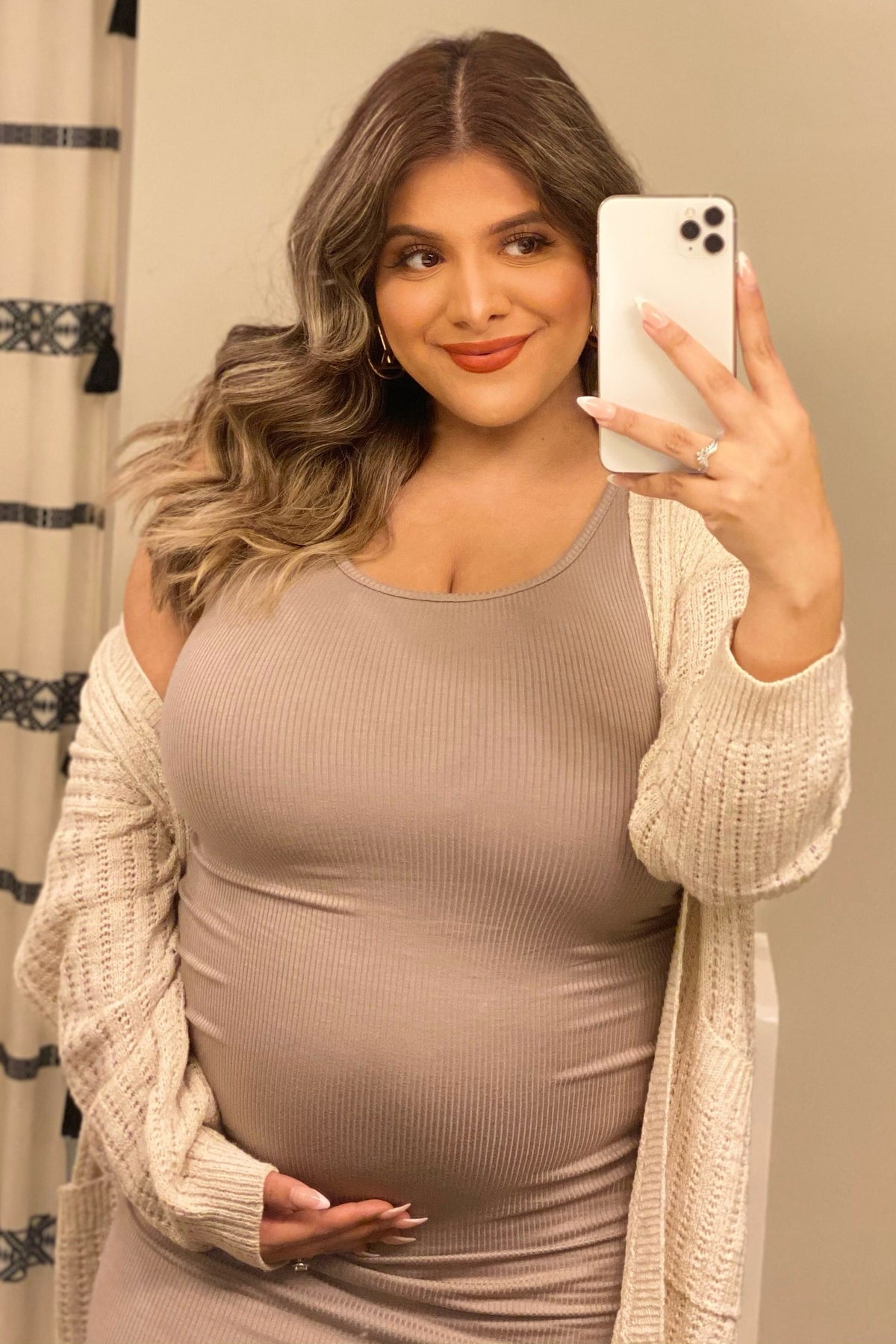 PinkBlush Mocha Ribbed Ruched Sleeveless Maternity Dress by PinkBlush (view 12 of 17)