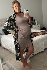 PinkBlush Mocha Ribbed Ruched Sleeveless Maternity Dress by PinkBlush (view 16 of 17)