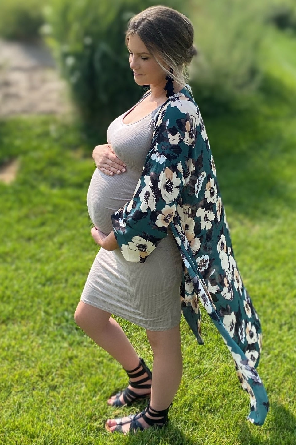 PinkBlush Mocha Ribbed Ruched Sleeveless Maternity Dress by PinkBlush (view 6 of 17)