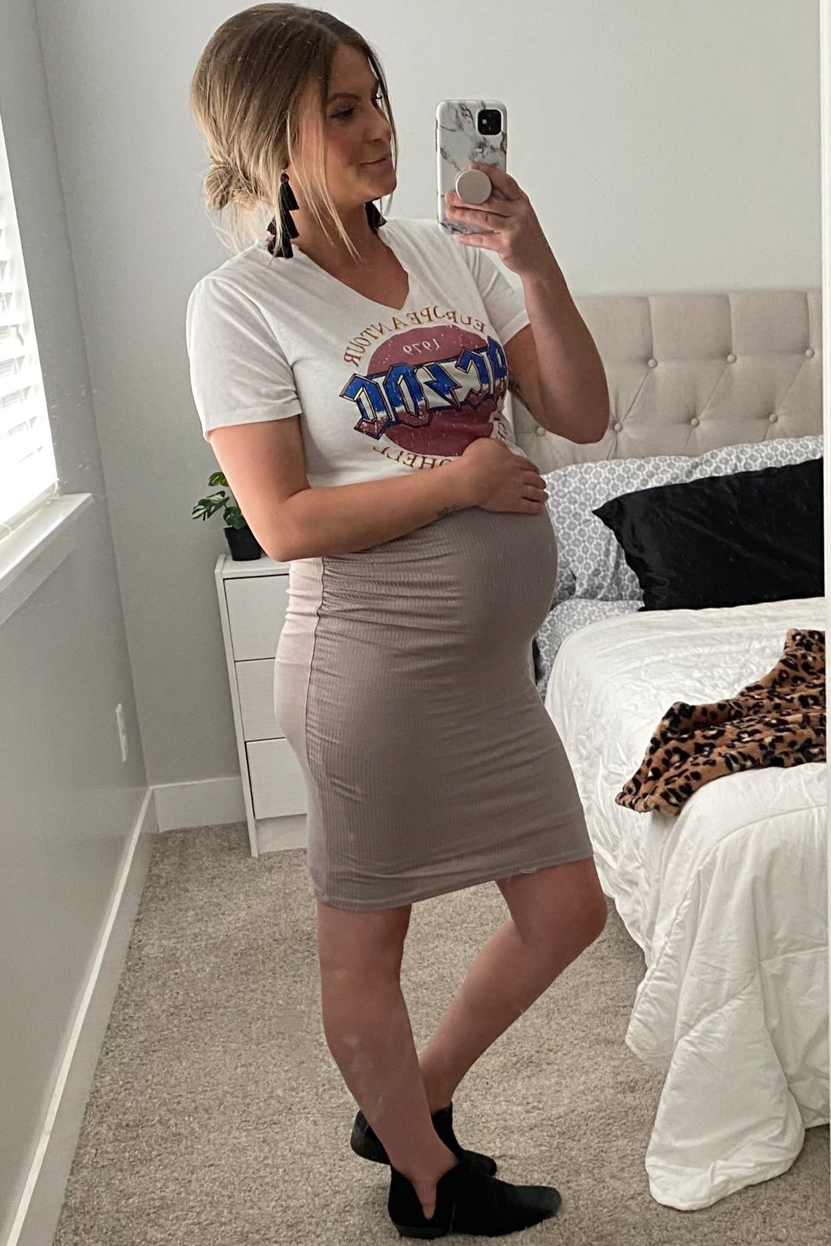 PinkBlush Mocha Ribbed Ruched Sleeveless Maternity Dress by PinkBlush (view 8 of 17)