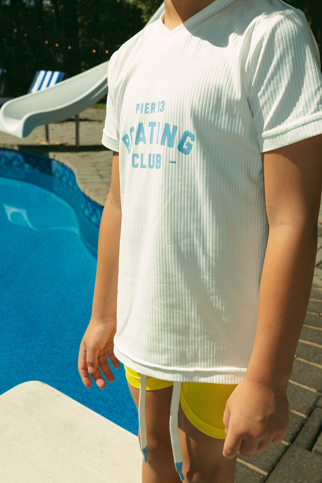 Pier 13 Boy Swim Set Yellow With Graphic Short Sleeve Shirt And Shorts