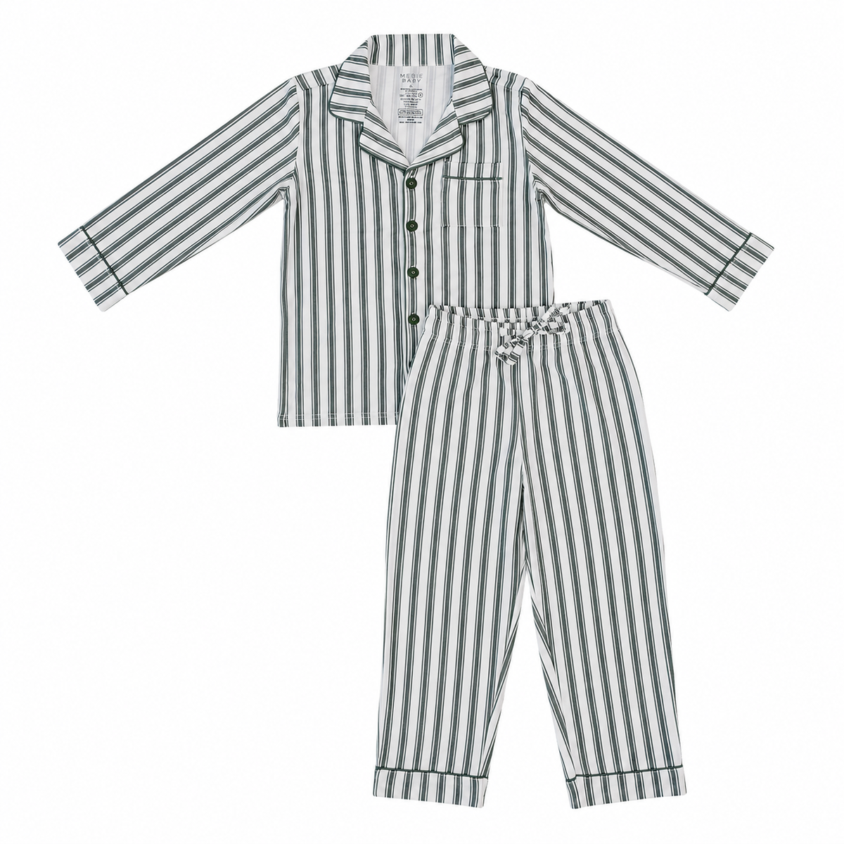 Green Stripe Collared Bamboo Set by Mebie Baby