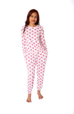 Women’s Bamboo Lounge Set – Pink Bow Print Pajamas | Soft & Breathable Matching Set by Rayn’s Tiny Stitches