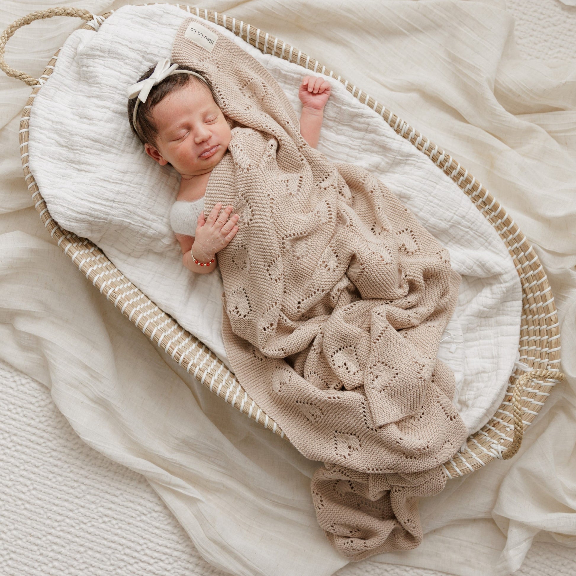 100 Percent Cotton Luxury Knit Heart Swaddle Baby Blanket Bleu La La