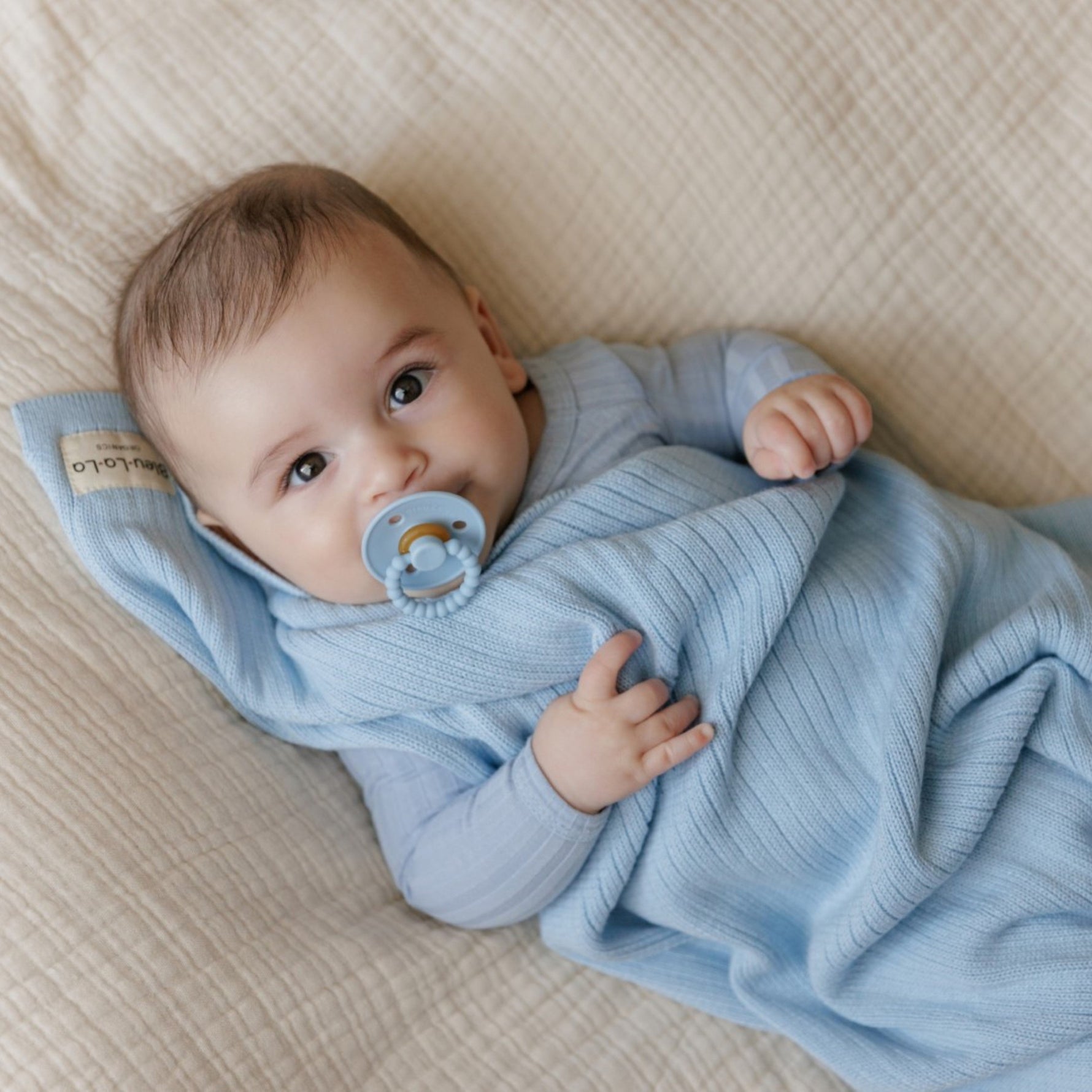 Bleu La La Organic Ribbed Knit Cotton Baby Blanket Made from 100 Percent Organic Cotton - Baby & Toddler > Swaddling & Receiving Blankets > Receiving Blankets Blanket