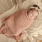 Bleu La La 100 Percent Cotton Luxury Knit Heart Swaddle Baby Blanket - Baby & Toddler > Swaddling & Receiving Blankets Blanket