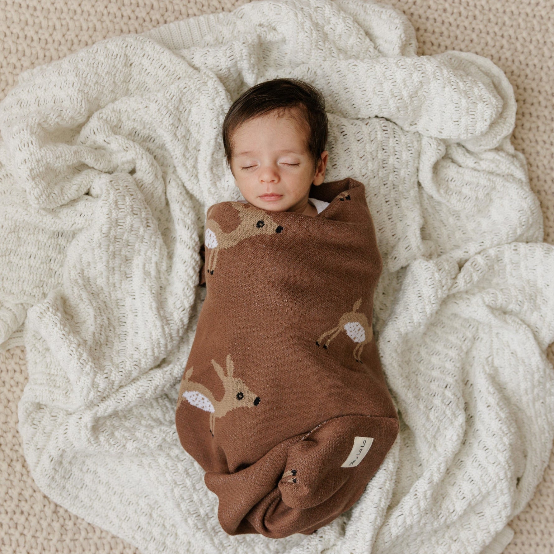 Bleu La La Luxury Cotton Blanket - Deer Knit Swaddle for Newborns - Baby & Toddler > Swaddling & Receiving Blankets