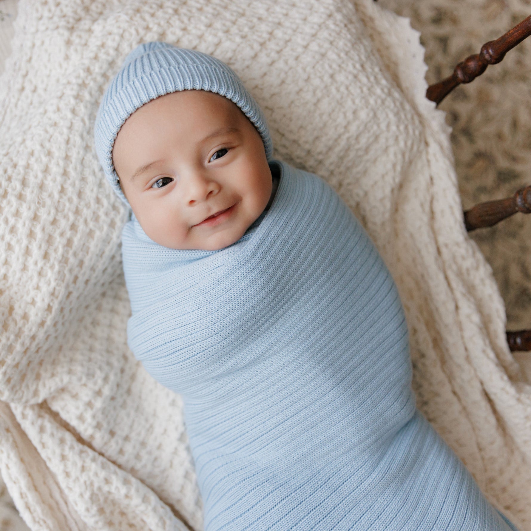 Bleu La La Organic Ribbed Knit Cotton Baby Blanket Made from 100 Percent Organic Cotton - Baby & Toddler > Swaddling & Receiving Blankets > Receiving Blankets Blanket