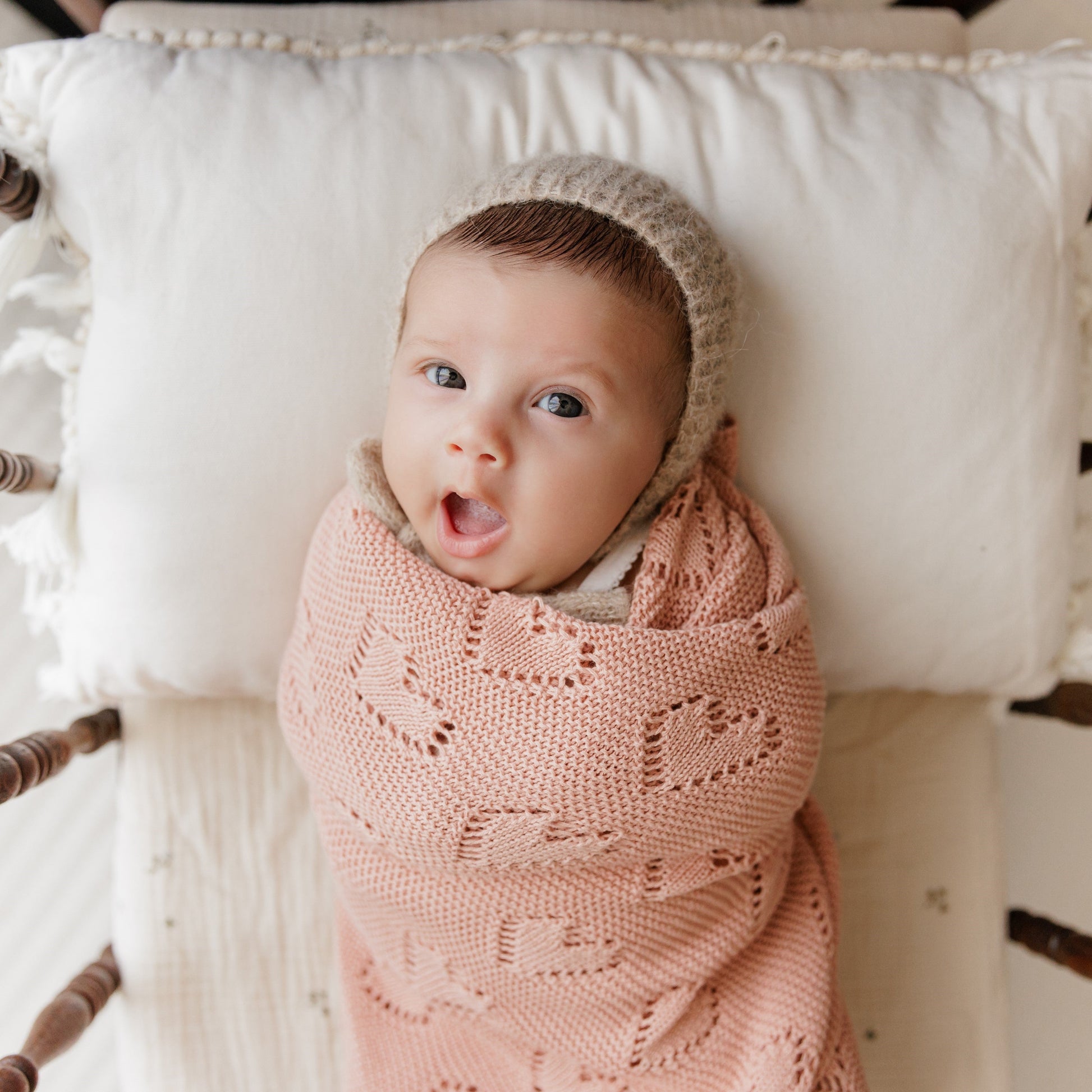 100 Percent Cotton Luxury Knit Heart Swaddle Baby Blanket Bleu La La