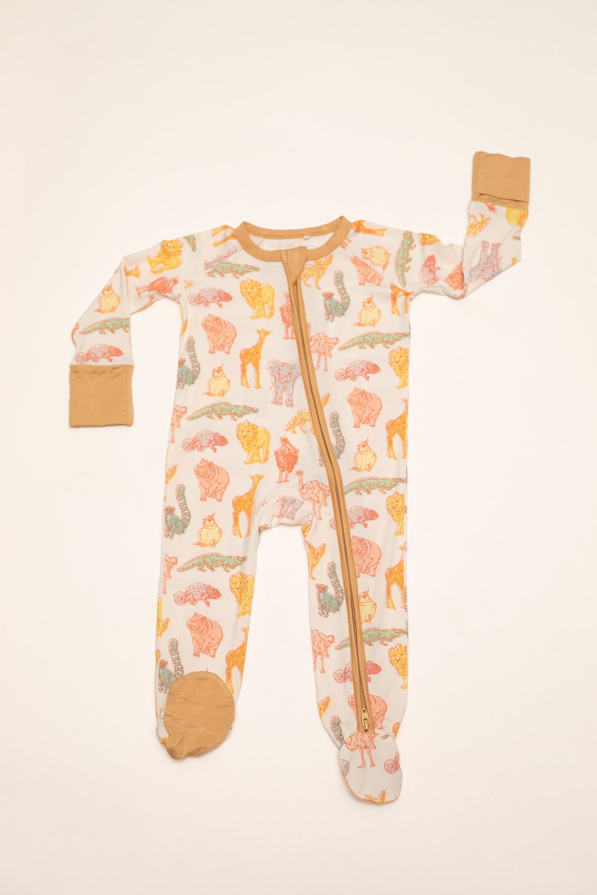 My First Trip to the Zoo Bamboo Double Zip Footie/Animal Onesie by Rayn’s Tiny Stitches