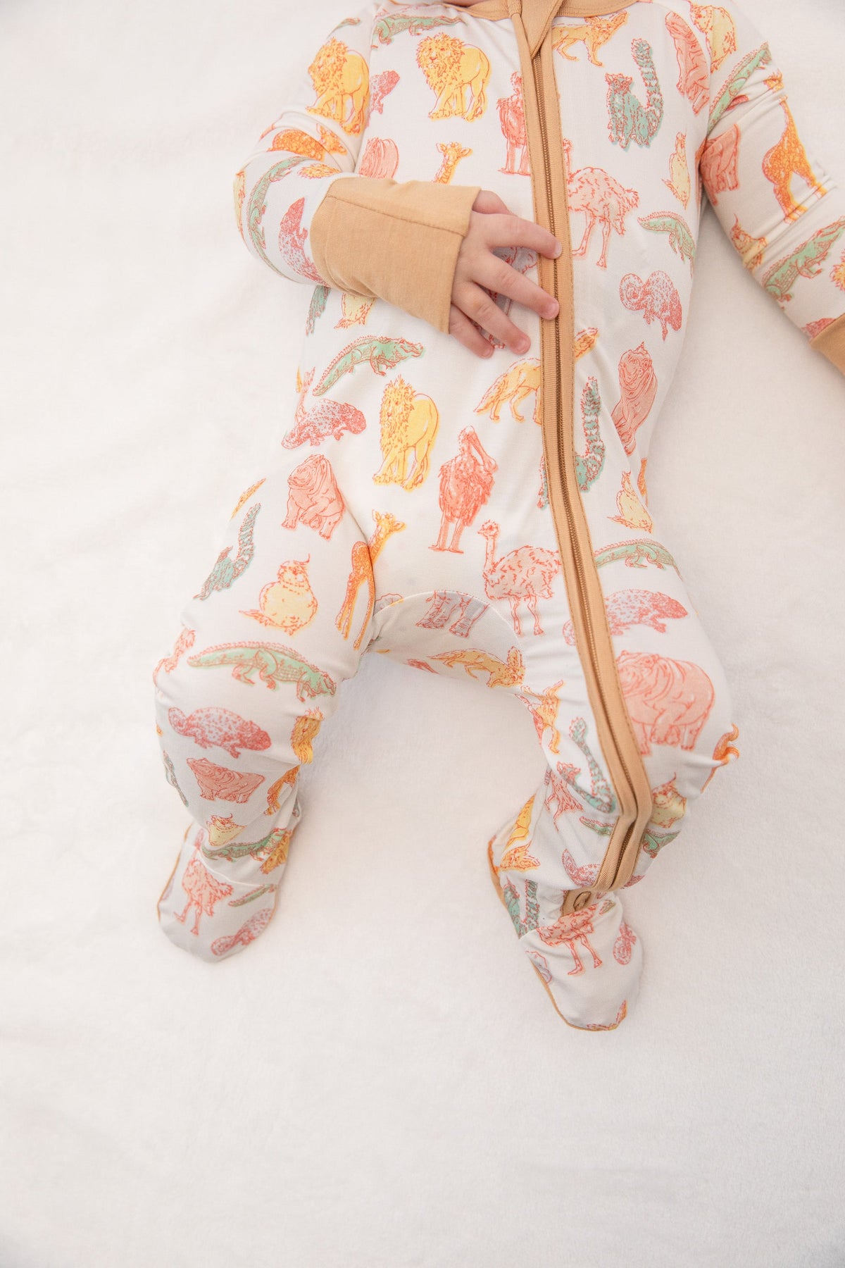 My First Trip to the Zoo Bamboo Double Zip Footie/Animal Onesie by Rayn’s Tiny Stitches
