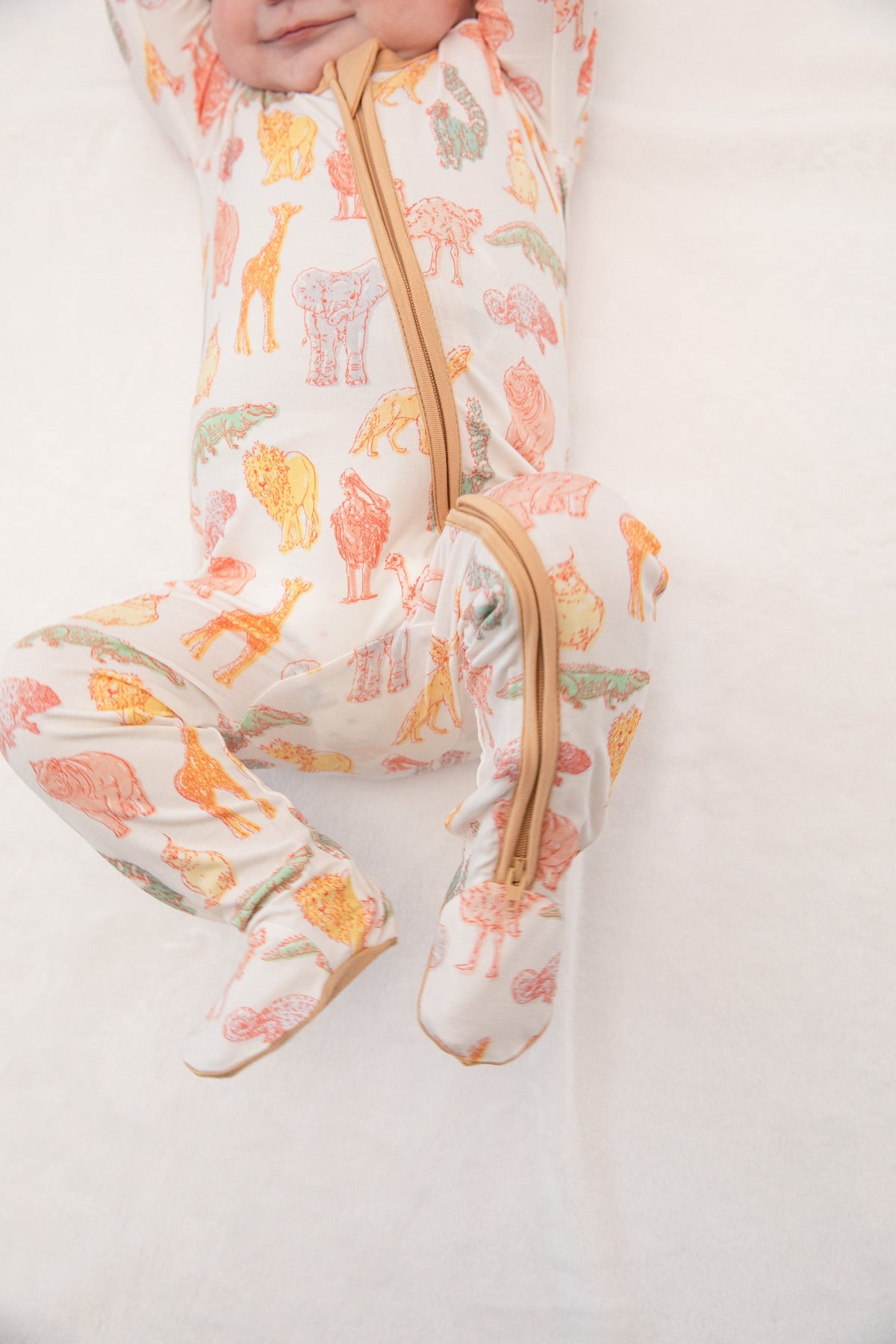My First Trip to the Zoo Bamboo Double Zip Footie/Animal Onesie by Rayn’s Tiny Stitches