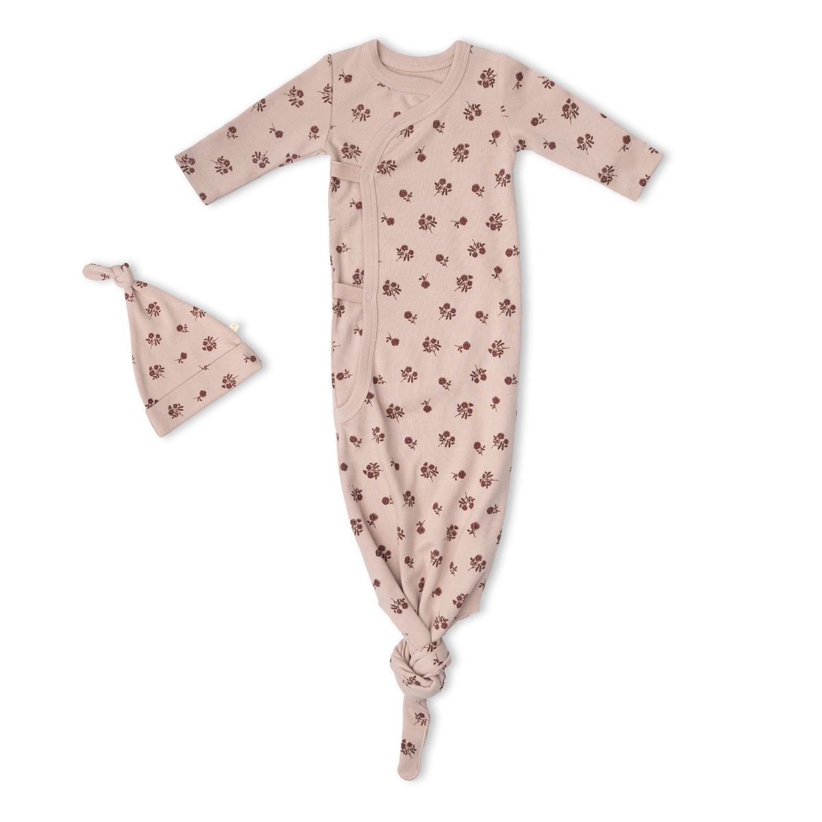 Organic Kimono Knotted Sleep Gown - Rosebud by Makemake Organics