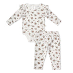 Organic Ruffle Bodysuit & Pants Set - Winter Berry by Makemake Organics
