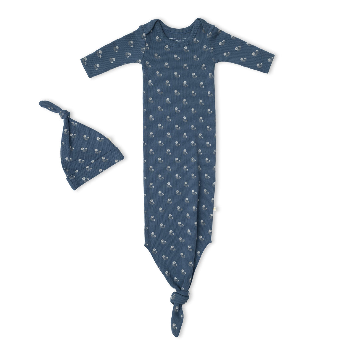Organic Knotted Baby Gown - Indigo Blossom by Makemake Organics