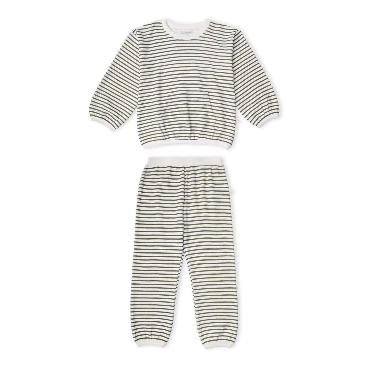 Organic Tee & Pant Slouch Set - Olive Stripes by Makemake Organics