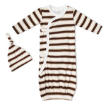 Organic Kimono Infant Sleep Gown - Cocoa Stripe by Makemake Organics