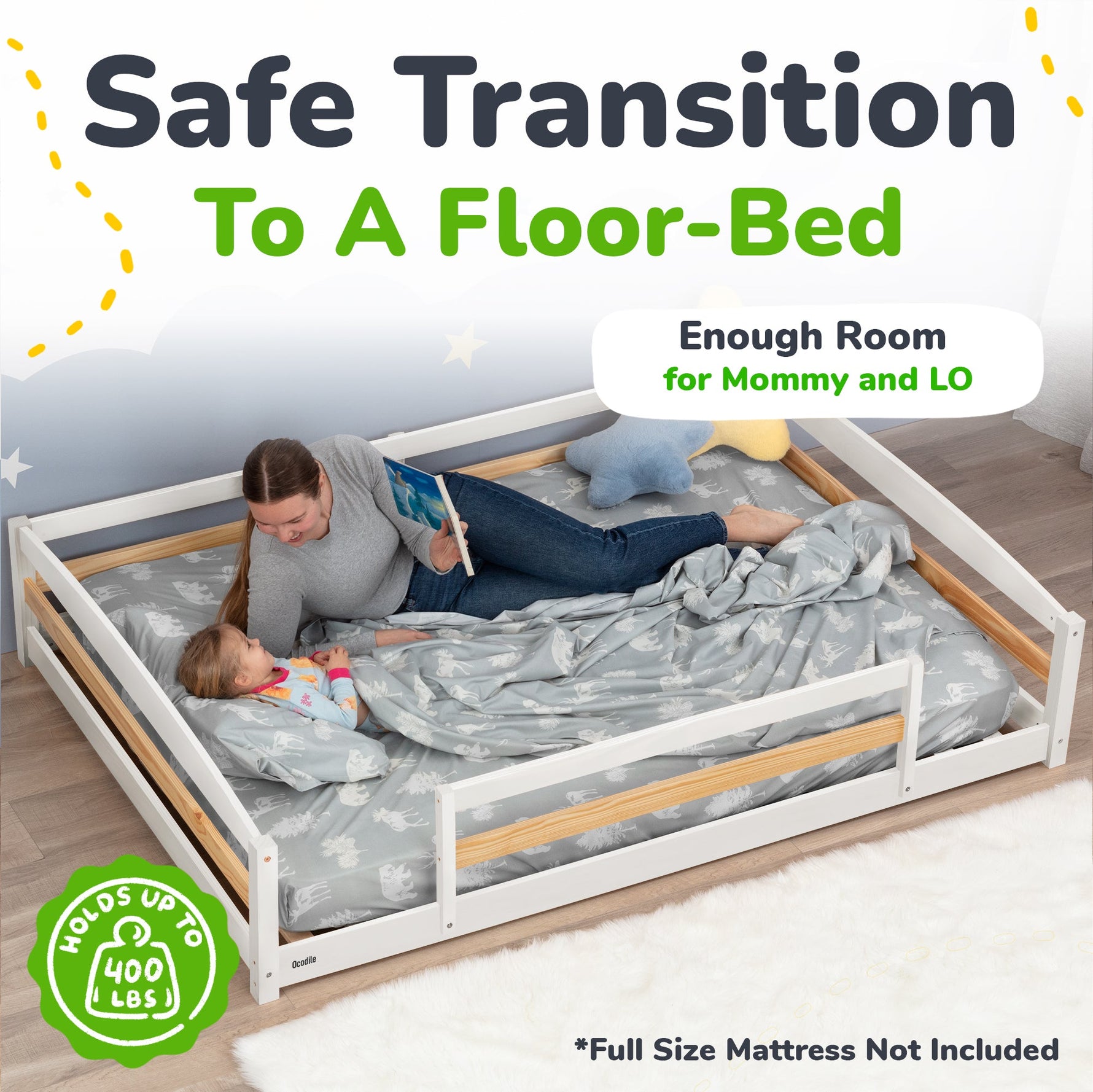 Full-Size Montessori Floor Bed with Strong Slatted Frame by Ocodile.com at Everetts Place