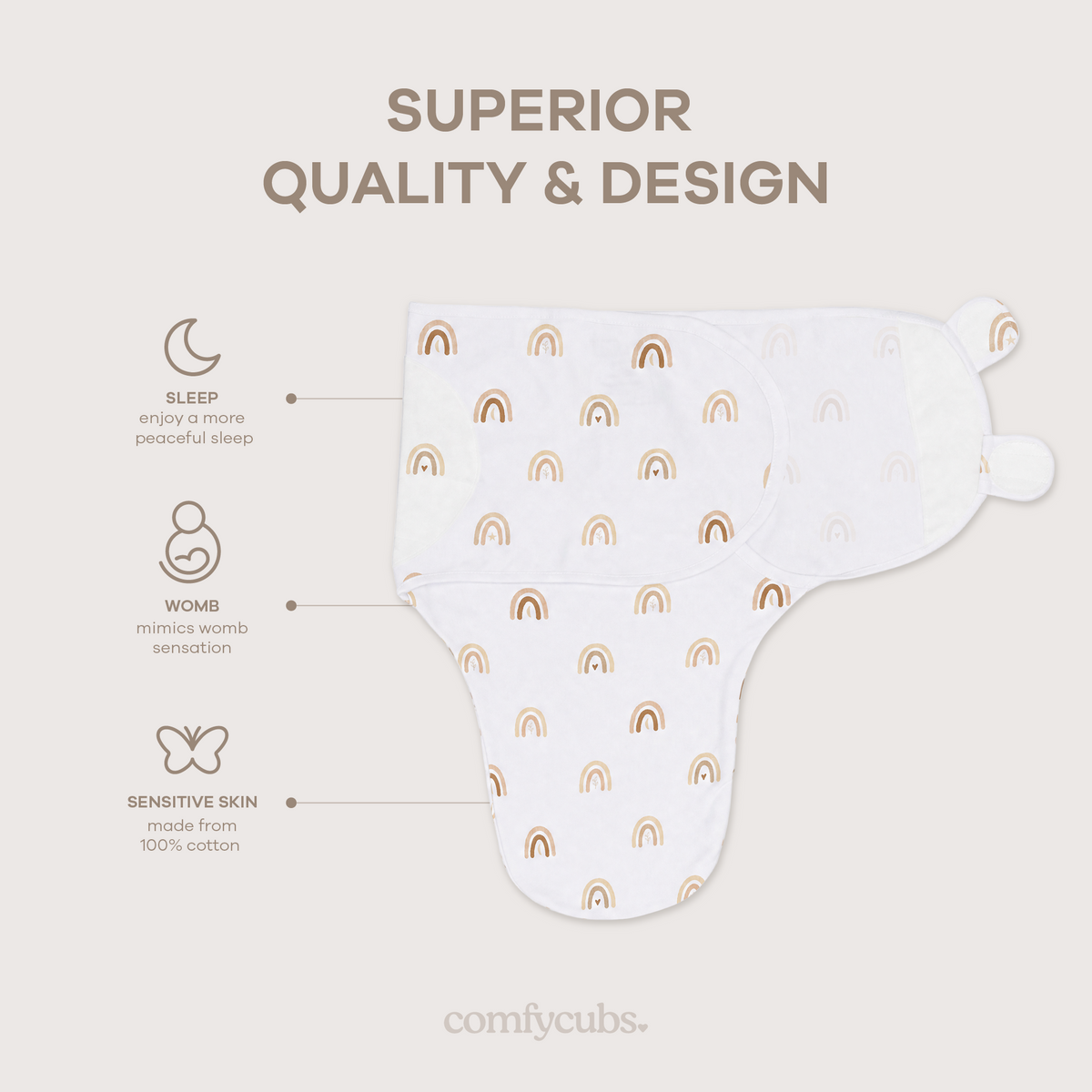 Easy Swaddle Blankets in Rainbow Bohemian, Pack of 3 by Comfy Cubs at Everetts Place