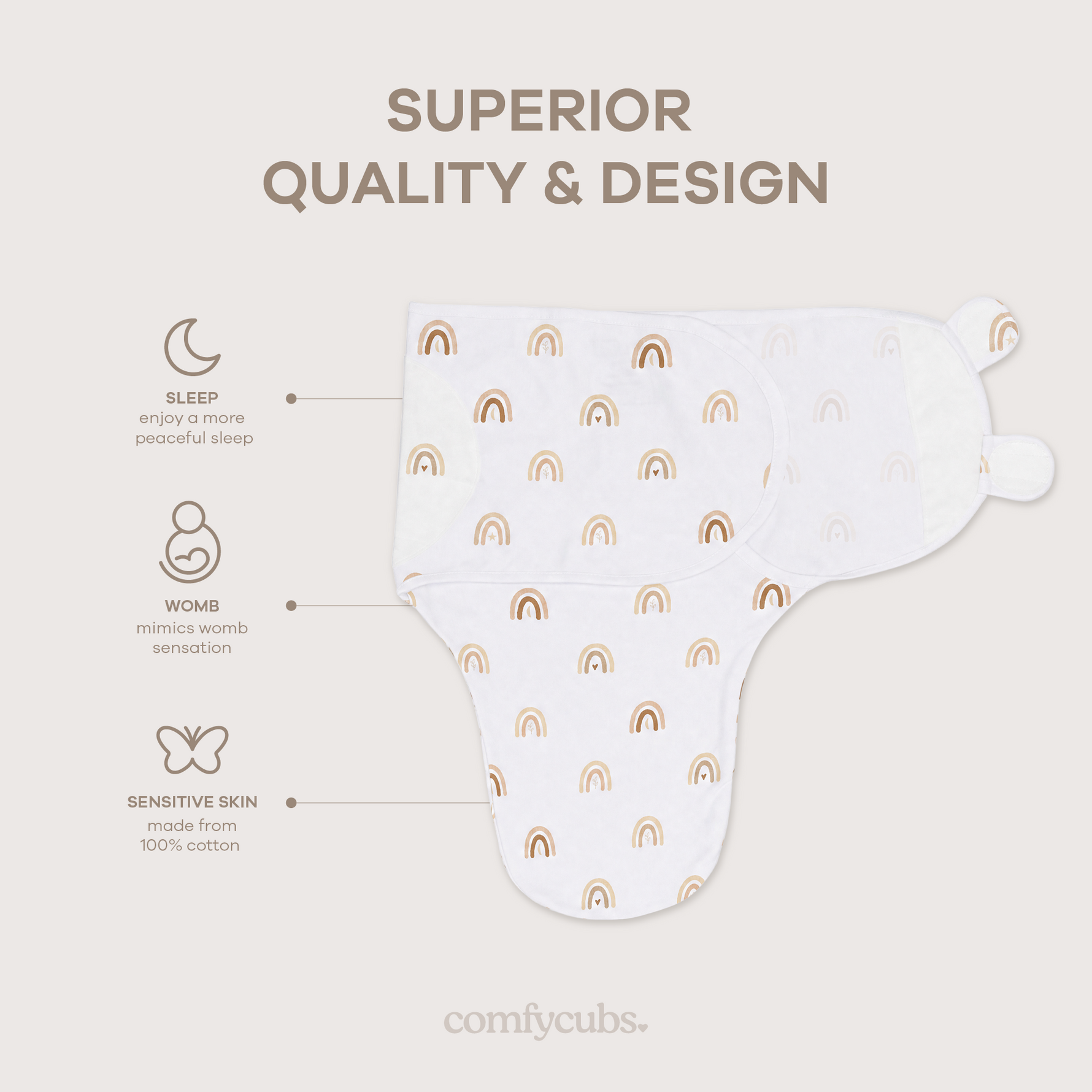 Easy Swaddle Blankets in Rainbow Bohemian, Pack of 3 by Comfy Cubs at Everetts Place