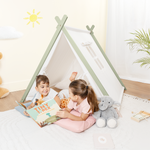 Comfy Cubs organic sage green indoor play tent for kids, featuring a cozy, safe play space.