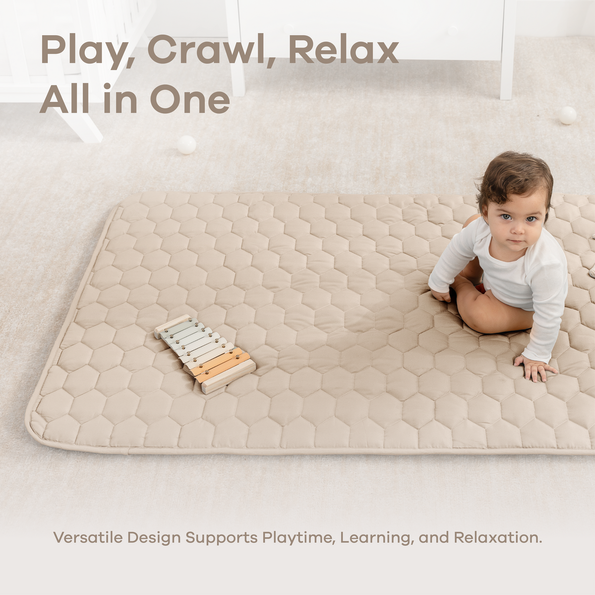 Play Mat with Non-Slip Bottom in Sand by Comfy Cubs